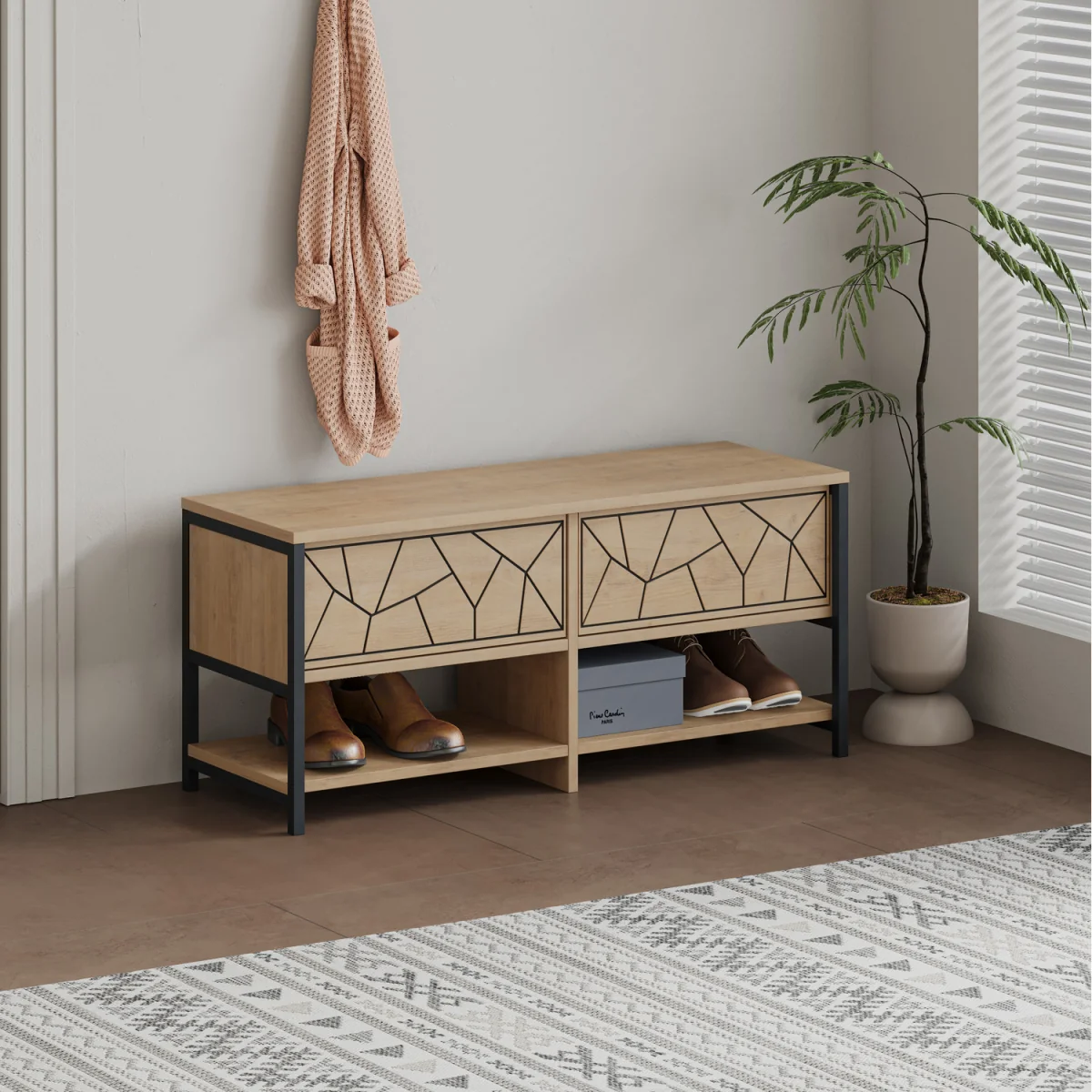Inola Modern Shoe Rack Storage - Oak – image 15