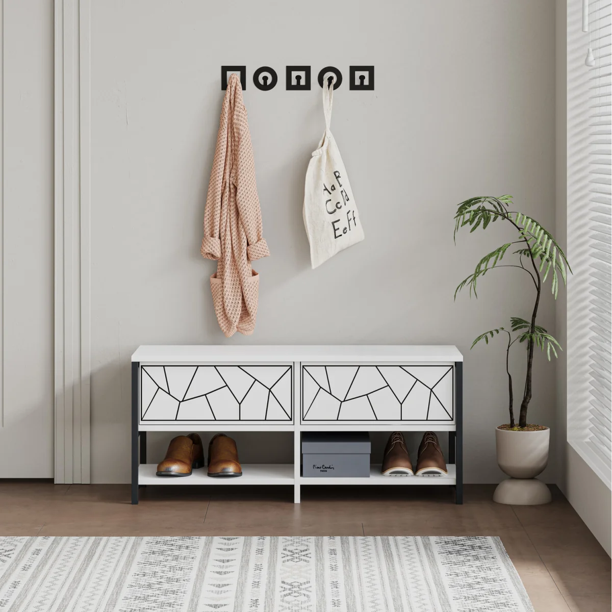 Inola Modern Shoe Rack Storage - Oak – image 3