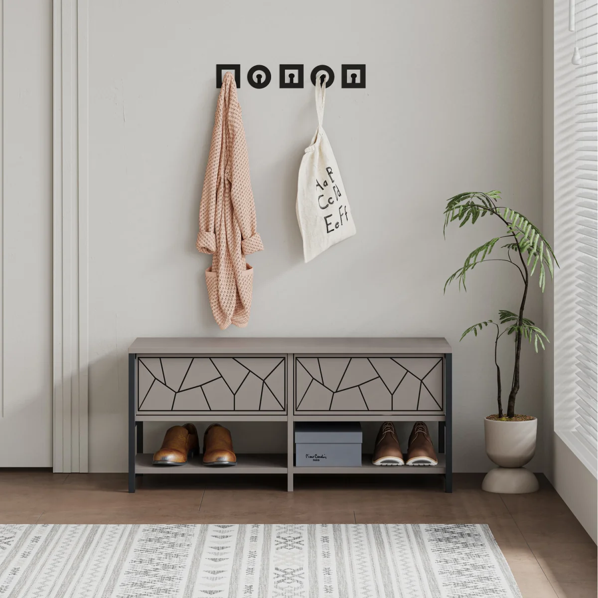 Inola Modern Shoe Rack Storage - Oak – image 7