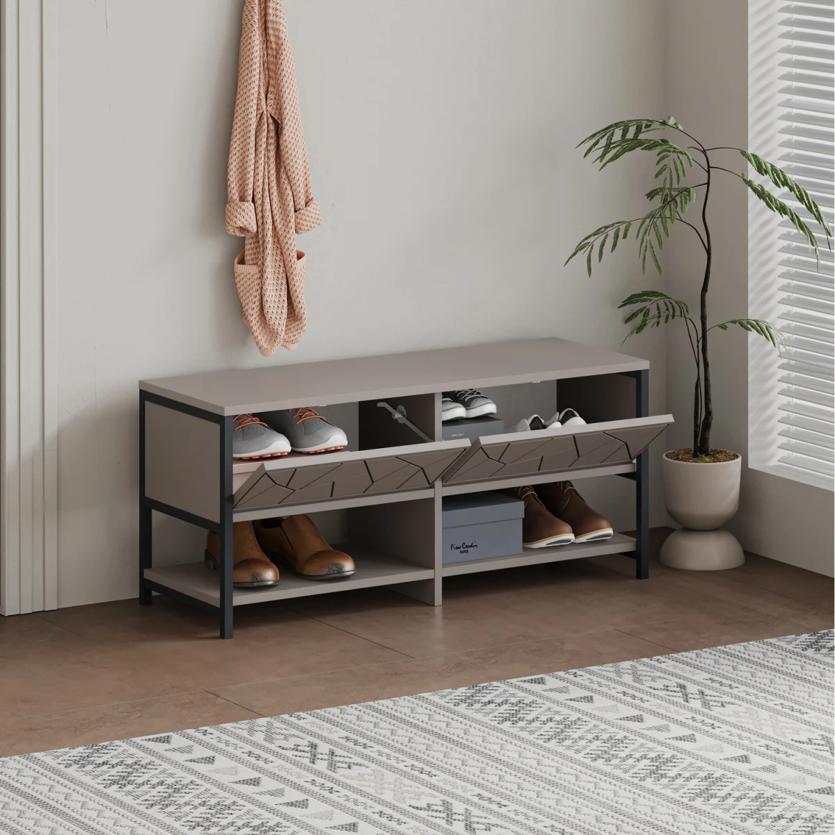Inola Modern Shoe Rack Storage - Oak – image 10
