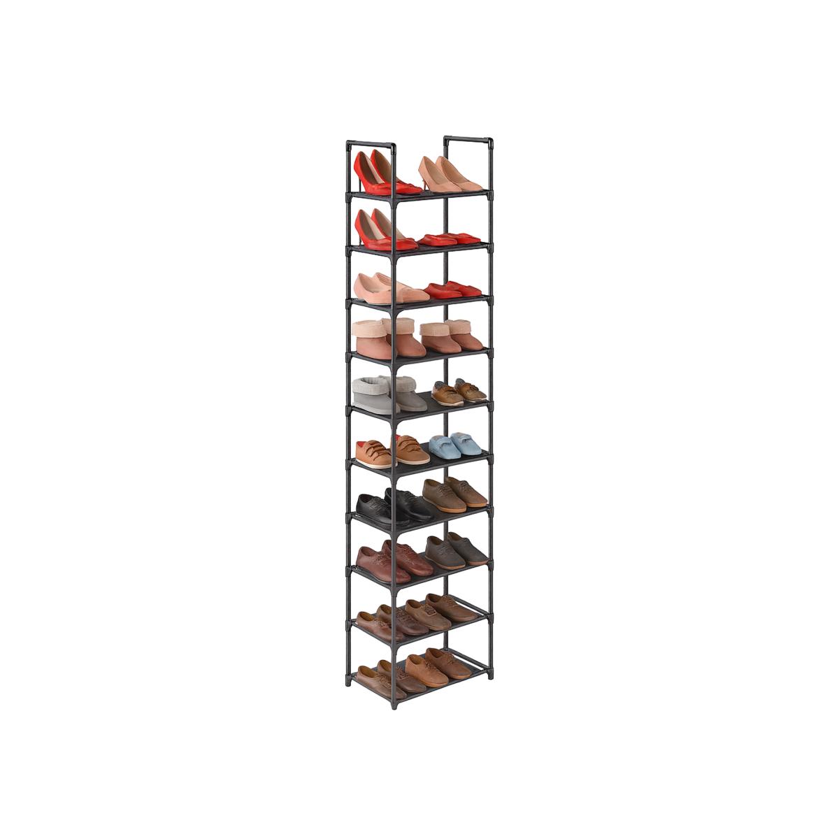 Stackable 10 Tier Shoe Rack - Black