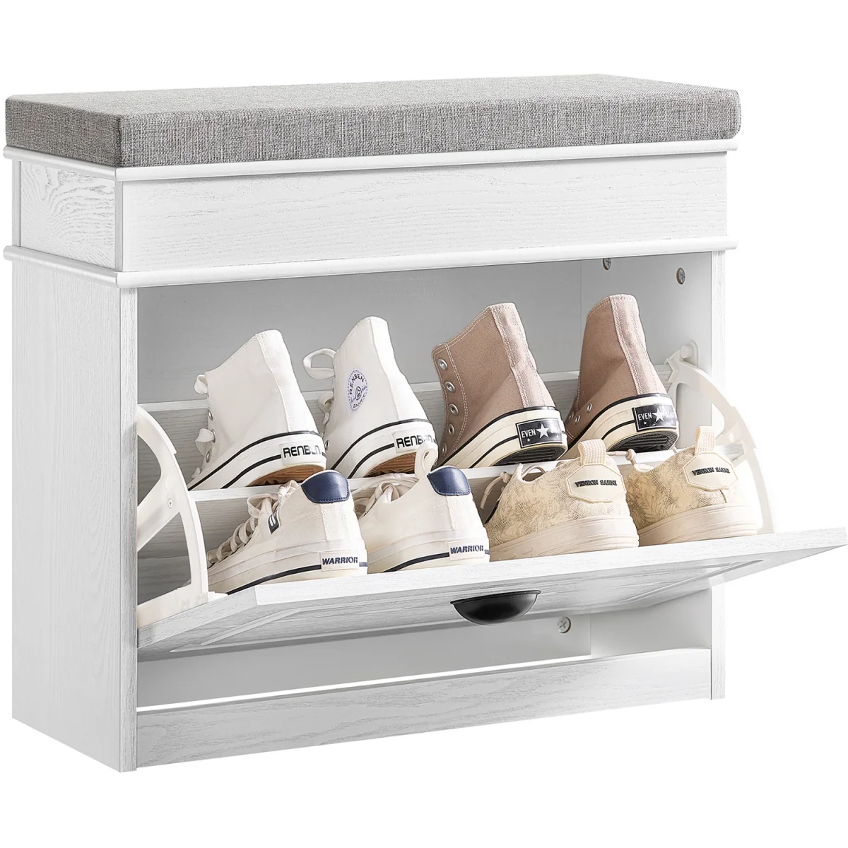 Narrow Shoe Storage Bench with Seat - White Grain – image 2
