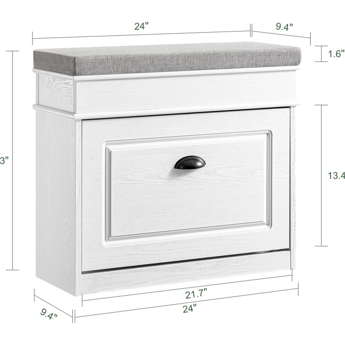 Narrow Shoe Storage Bench with Seat - White Grain – image 3