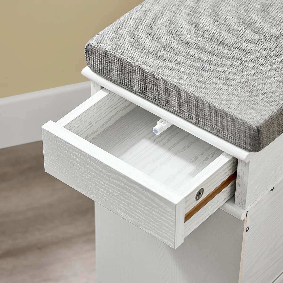 Narrow Shoe Storage Bench with Seat - White Grain – image 9