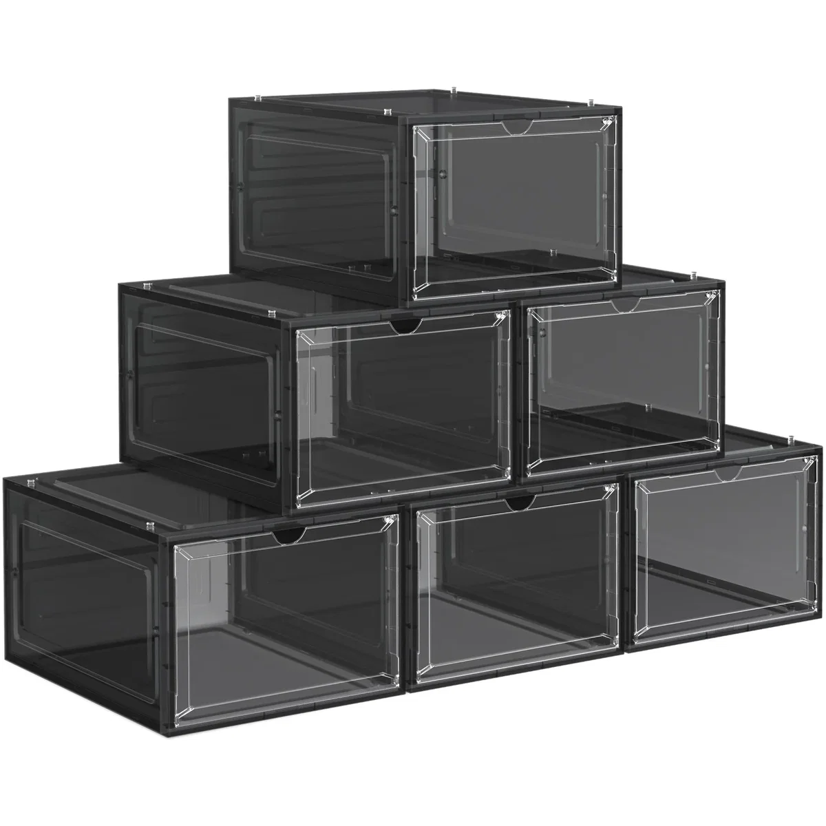 Shoe Boxes, Plastic Shoe Storage Organisers with Clear Doors - Black – image 2