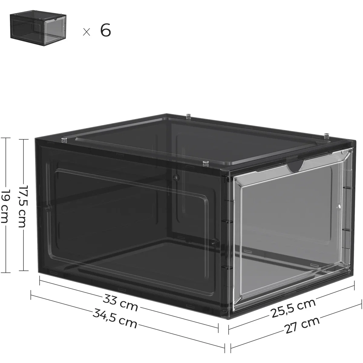 Shoe Boxes, Plastic Shoe Storage Organisers with Clear Doors - Black – image 8