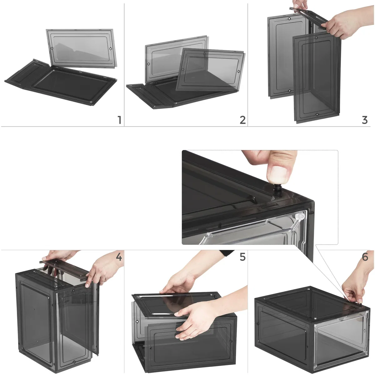 Shoe Boxes, Plastic Shoe Storage Organisers with Clear Doors - Black – image 10
