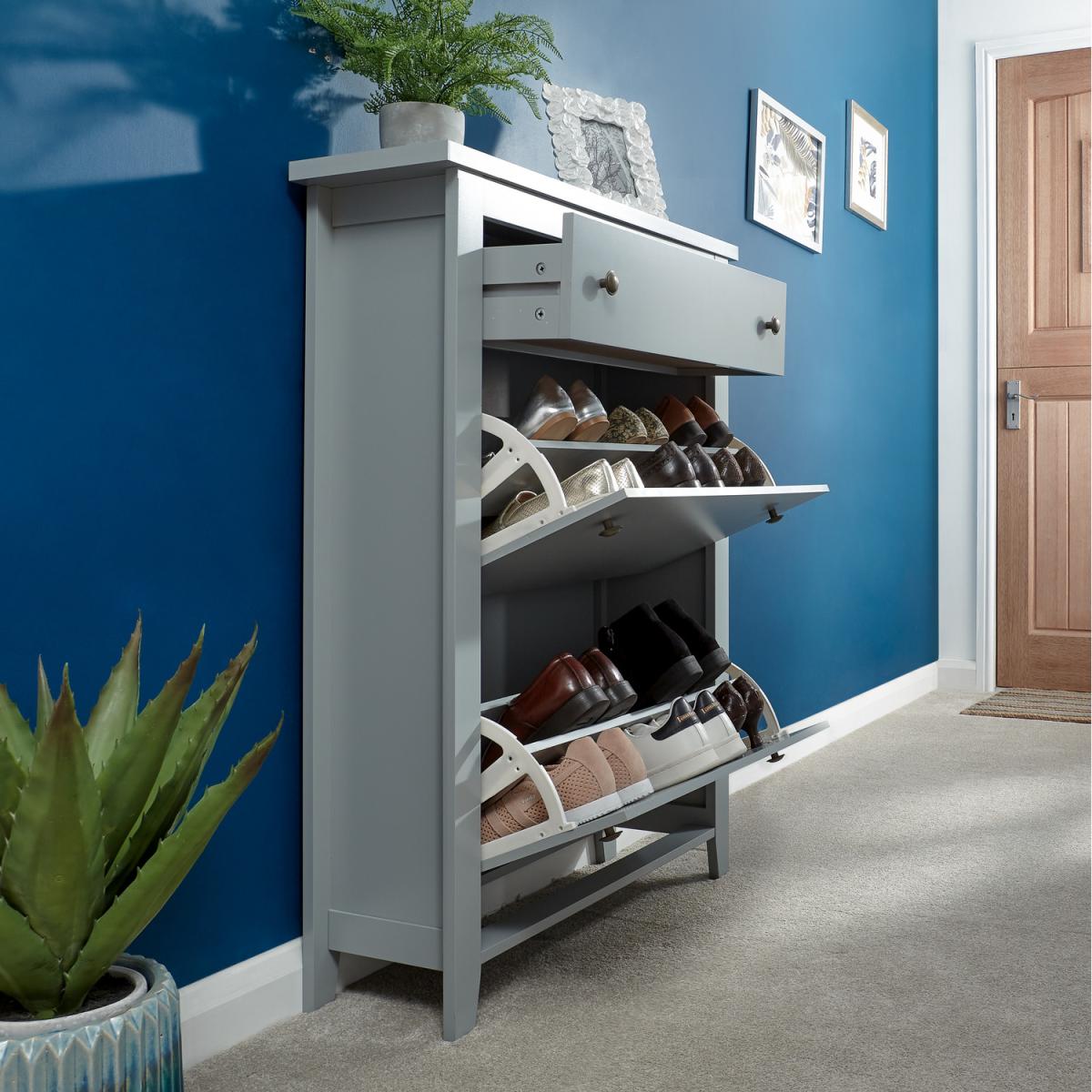 Deluxe Two Tier Shoe Cabinet - Grey – image 2