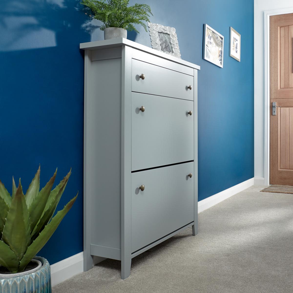 Deluxe Two Tier Shoe Cabinet - Grey – image 8