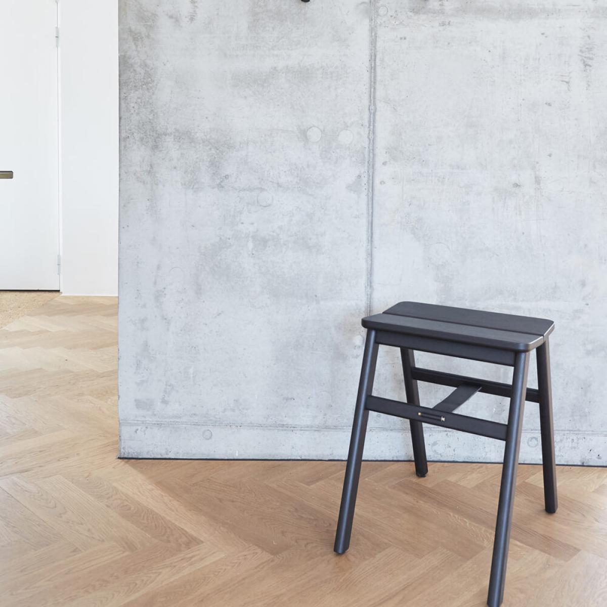 Black-stained Oak Angle Stool – image 8