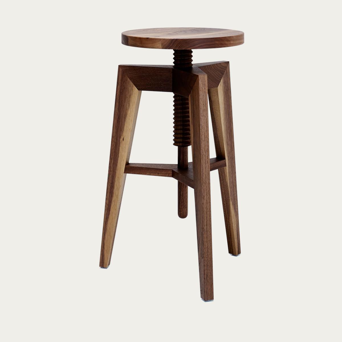 Walnut Wood Screw Bench Stool - Large