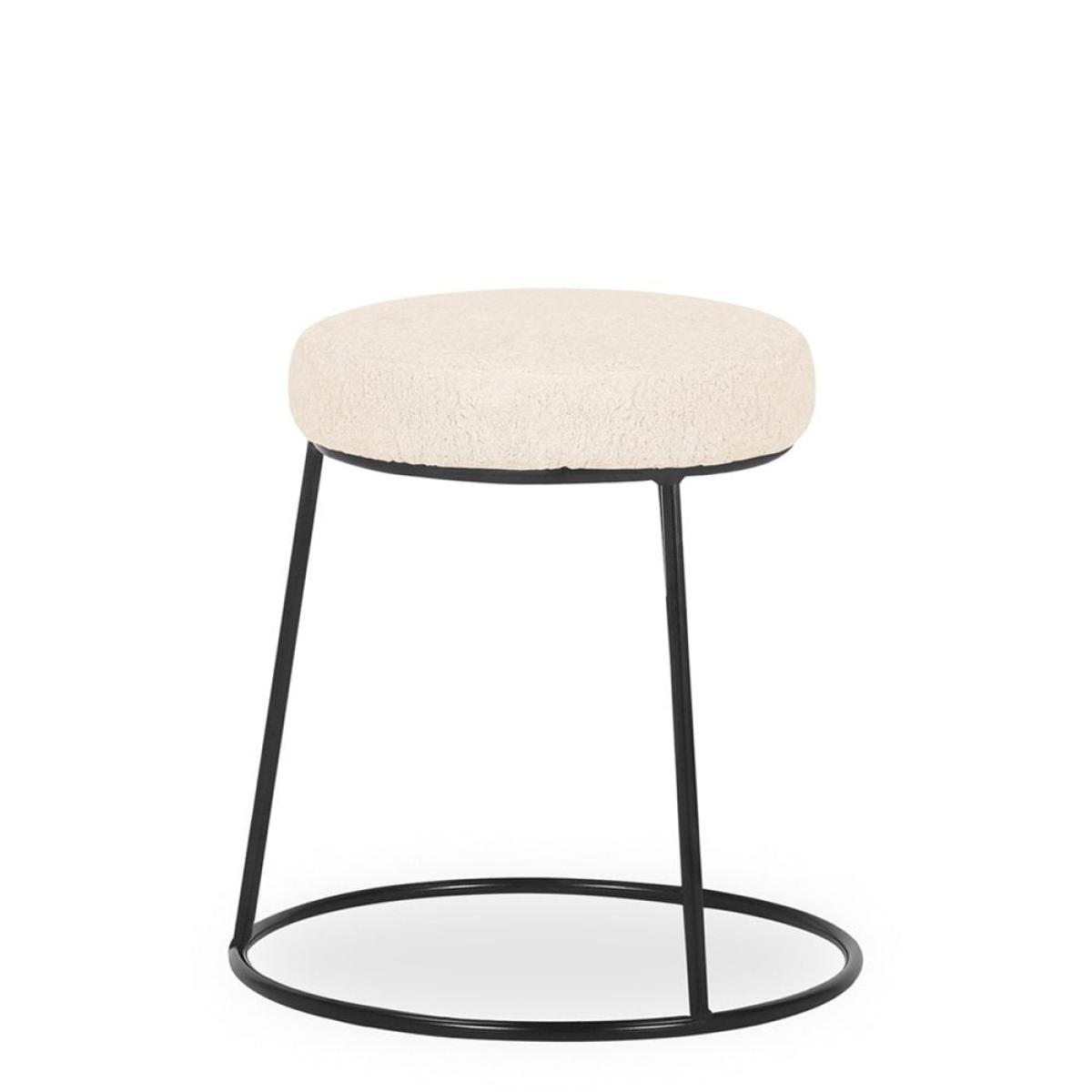 Austen Low Stool, Ivory White Boucle & Black – image 3