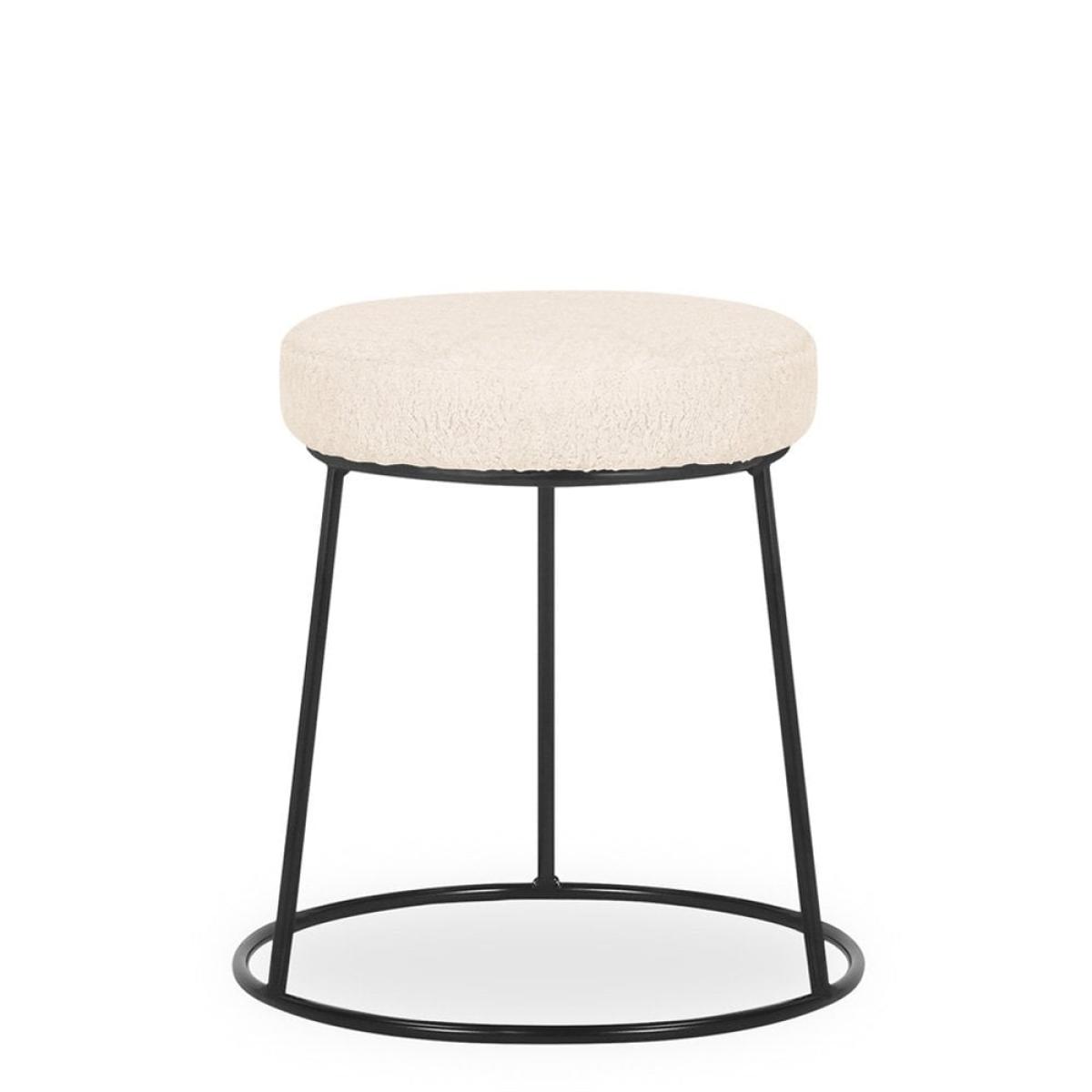 Austen Low Stool, Ivory White Boucle & Black – image 4