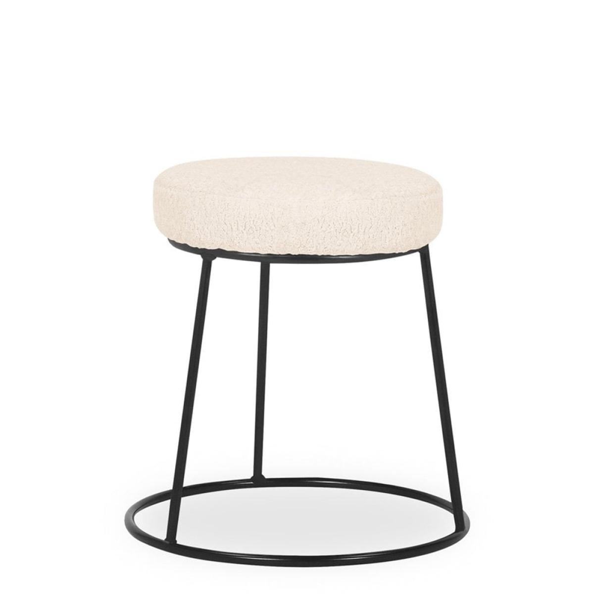 Austen Low Stool, Ivory White Boucle & Black – image 5