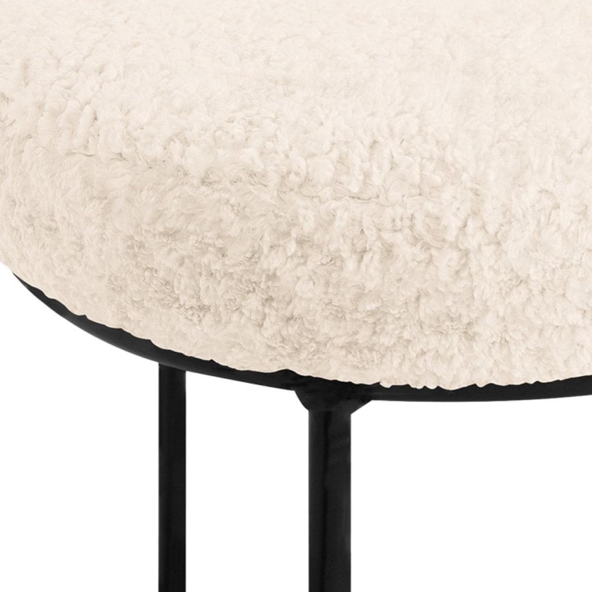 Austen Low Stool, Ivory White Boucle & Black – image 6