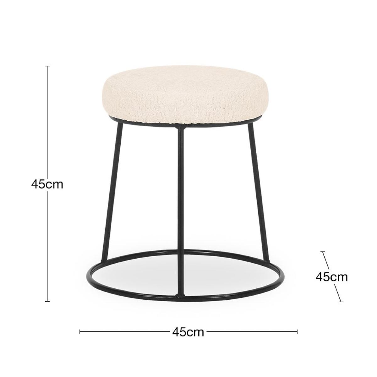 Austen Low Stool, Ivory White Boucle & Black – image 7