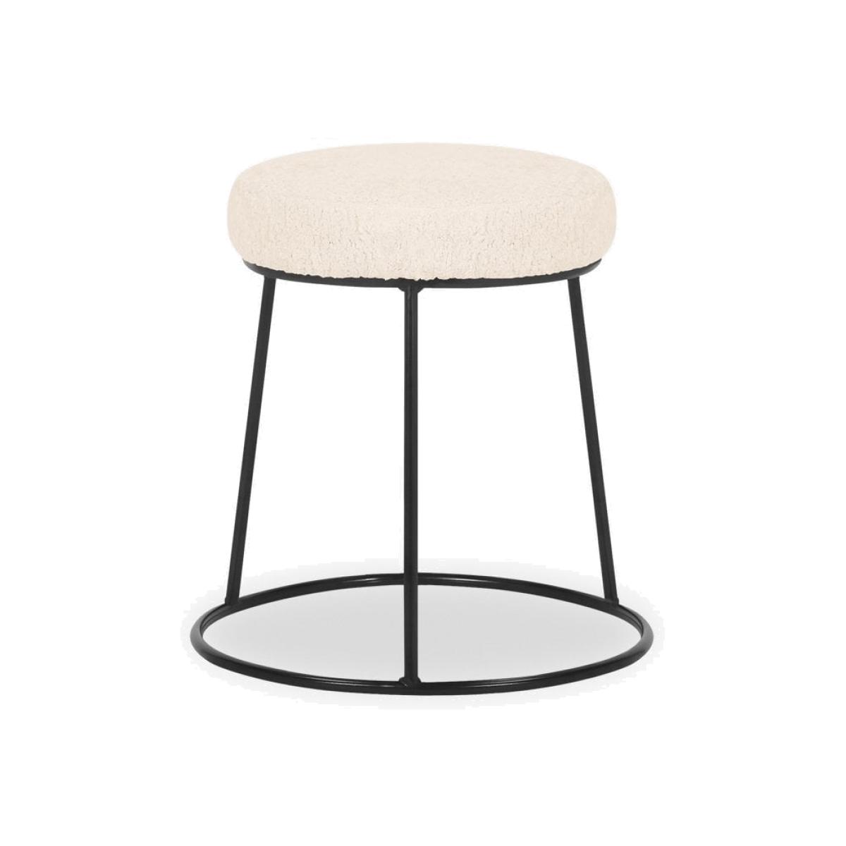 Austen Low Stool, Ivory White Boucle & Black – image 1