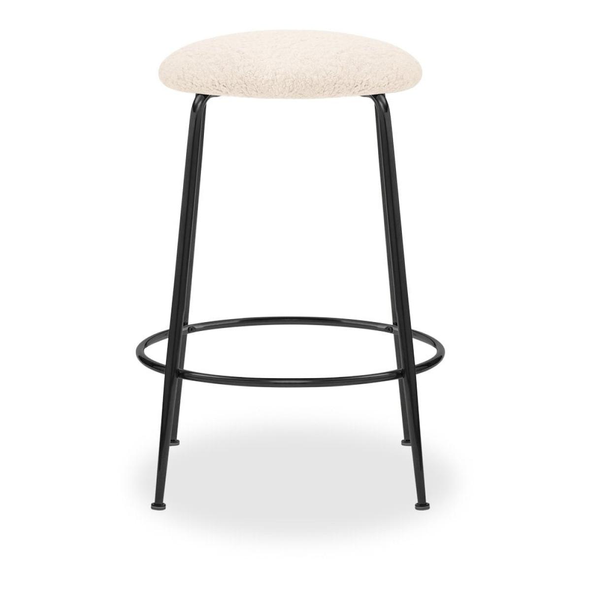 £20 Off Regent Kitchen Stool, Ivory White Boucle & Black Leg Colour: Black – image 4