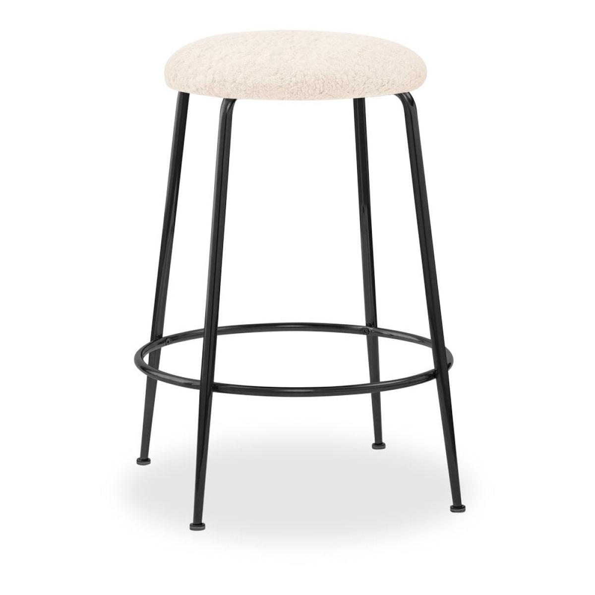£20 Off Regent Kitchen Stool, Ivory White Boucle & Black Leg Colour: Black – image 5