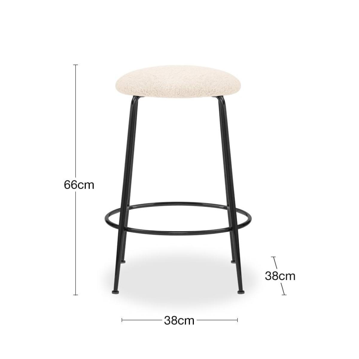 £20 Off Regent Kitchen Stool, Ivory White Boucle & Black Leg Colour: Black – image 7