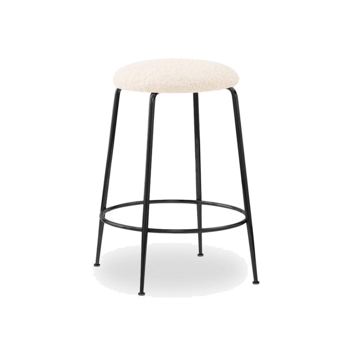 £20 Off Regent Kitchen Stool, Ivory White Boucle & Black Leg Colour: Black – image 1