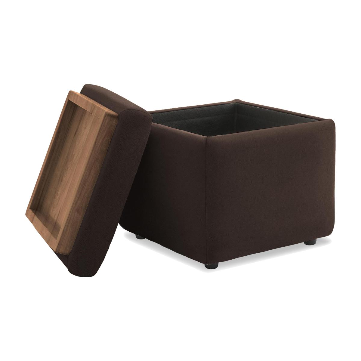 G Plan - Arlo Leather Storage Cube Tray Stool - Capri Chocolate