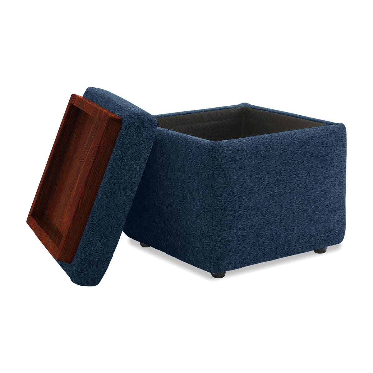 G Plan - Arlo Fabric Storage Cube Tray Stool - Stingray Indigo – image 1