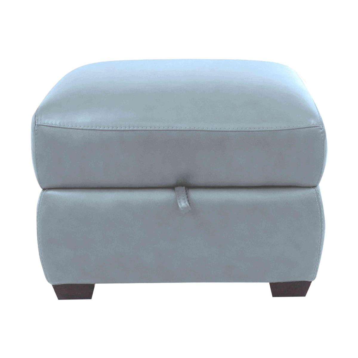 Cozee NC Leather Storage Stool - Pearl Blue – image 1