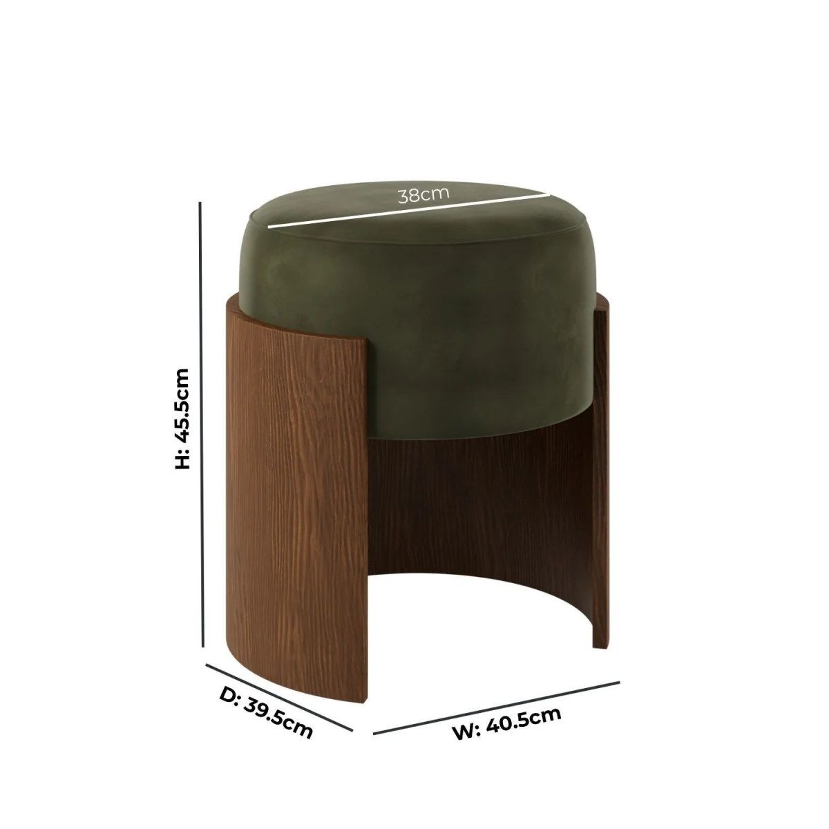 Green Upholstered Bedroom Stool With Curved Walnut Base - Clover – image 3