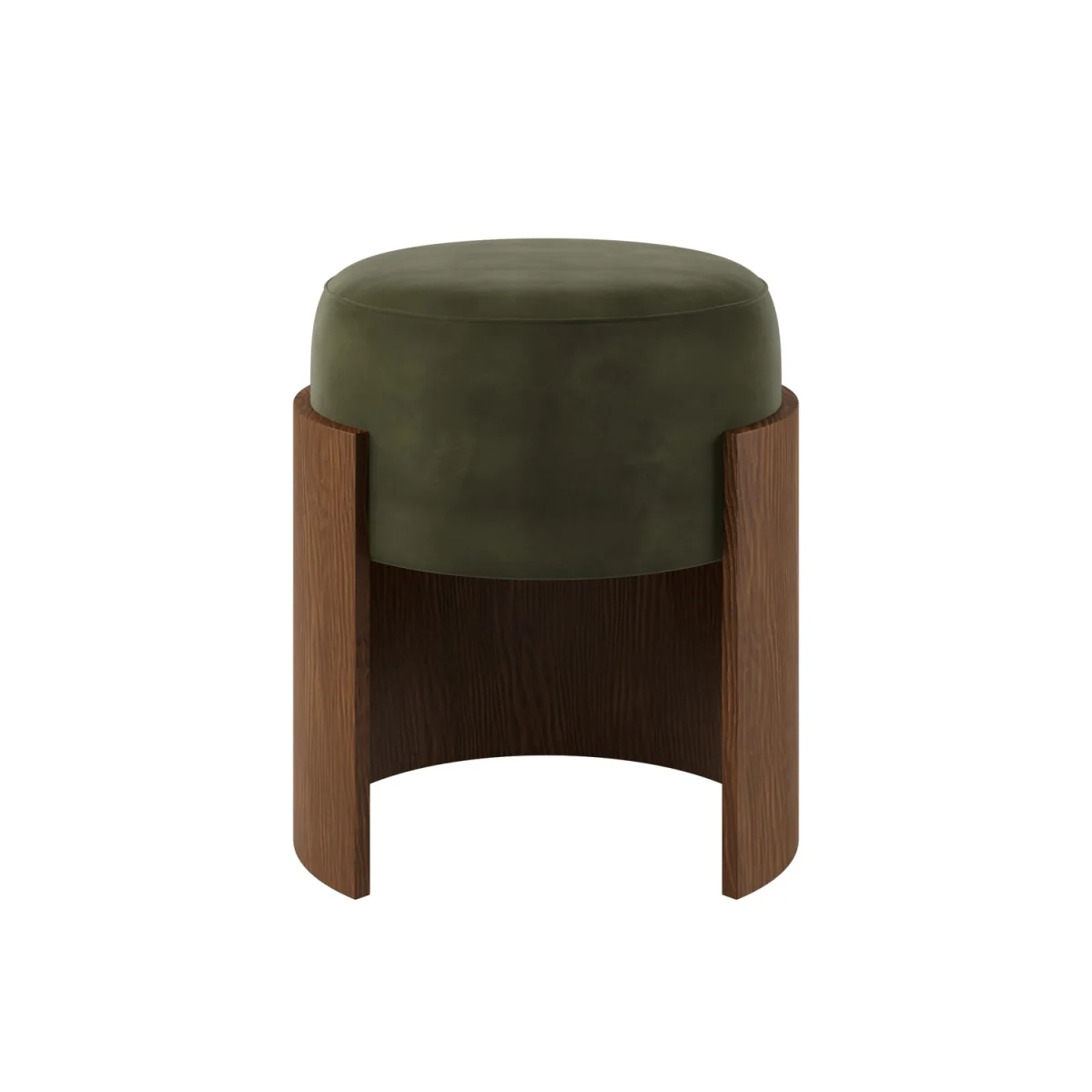 Green Upholstered Bedroom Stool With Curved Walnut Base - Clover – image 4