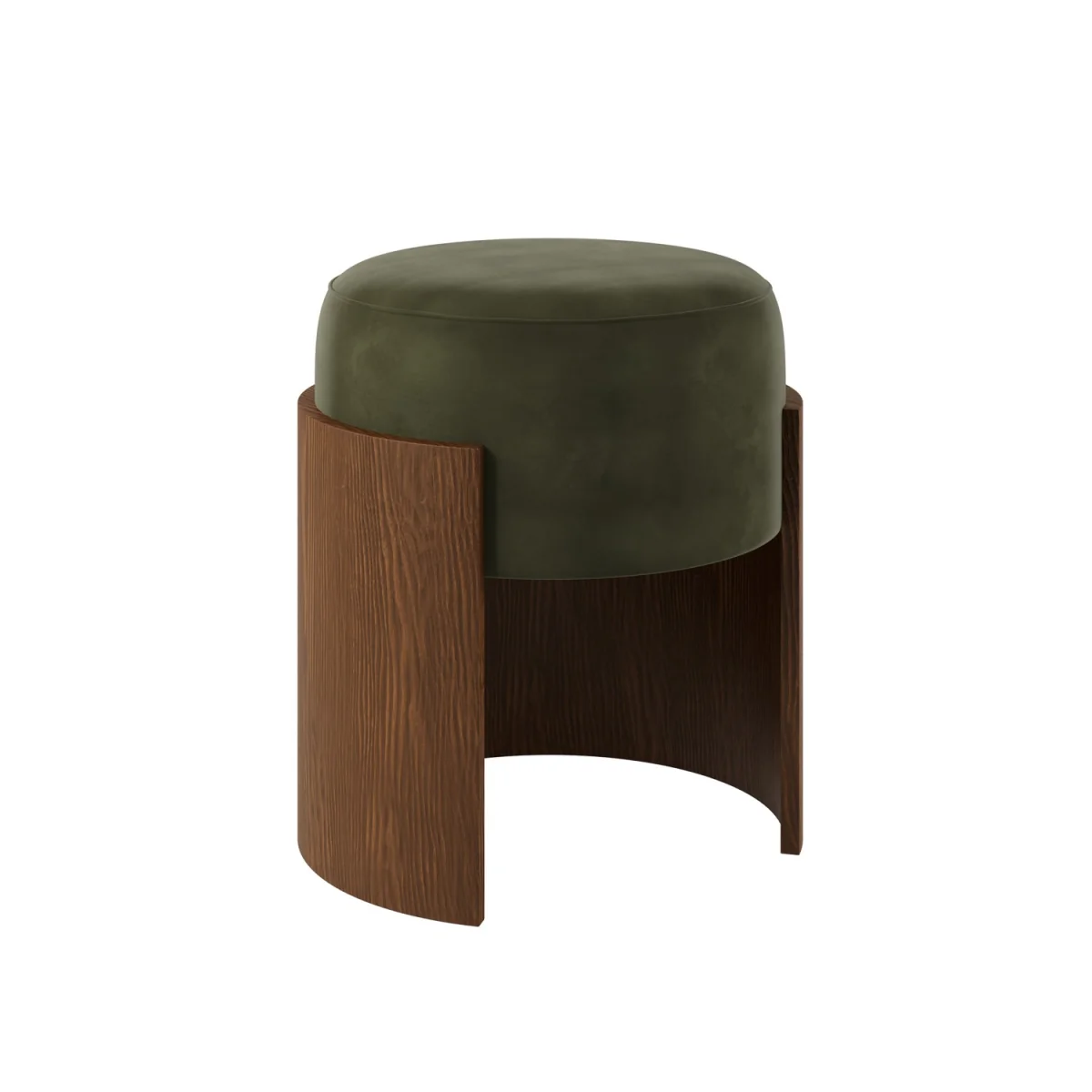 Green Upholstered Bedroom Stool With Curved Walnut Base - Clover – image 5