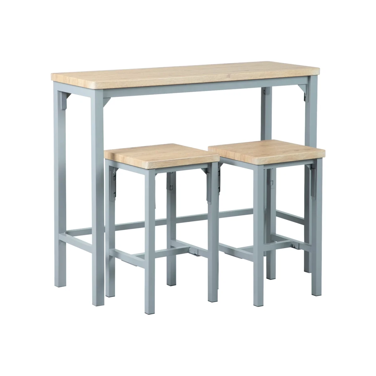 Nina Slim Bar Set with 2 Stools - Grey