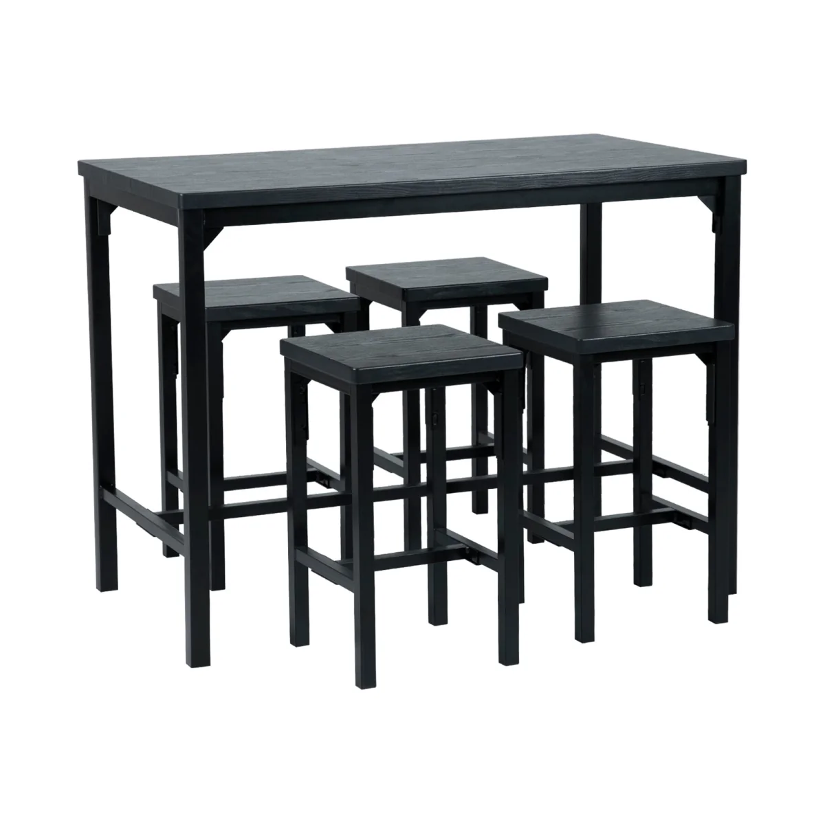 Nina Dining Nest with 4 Stools - Black