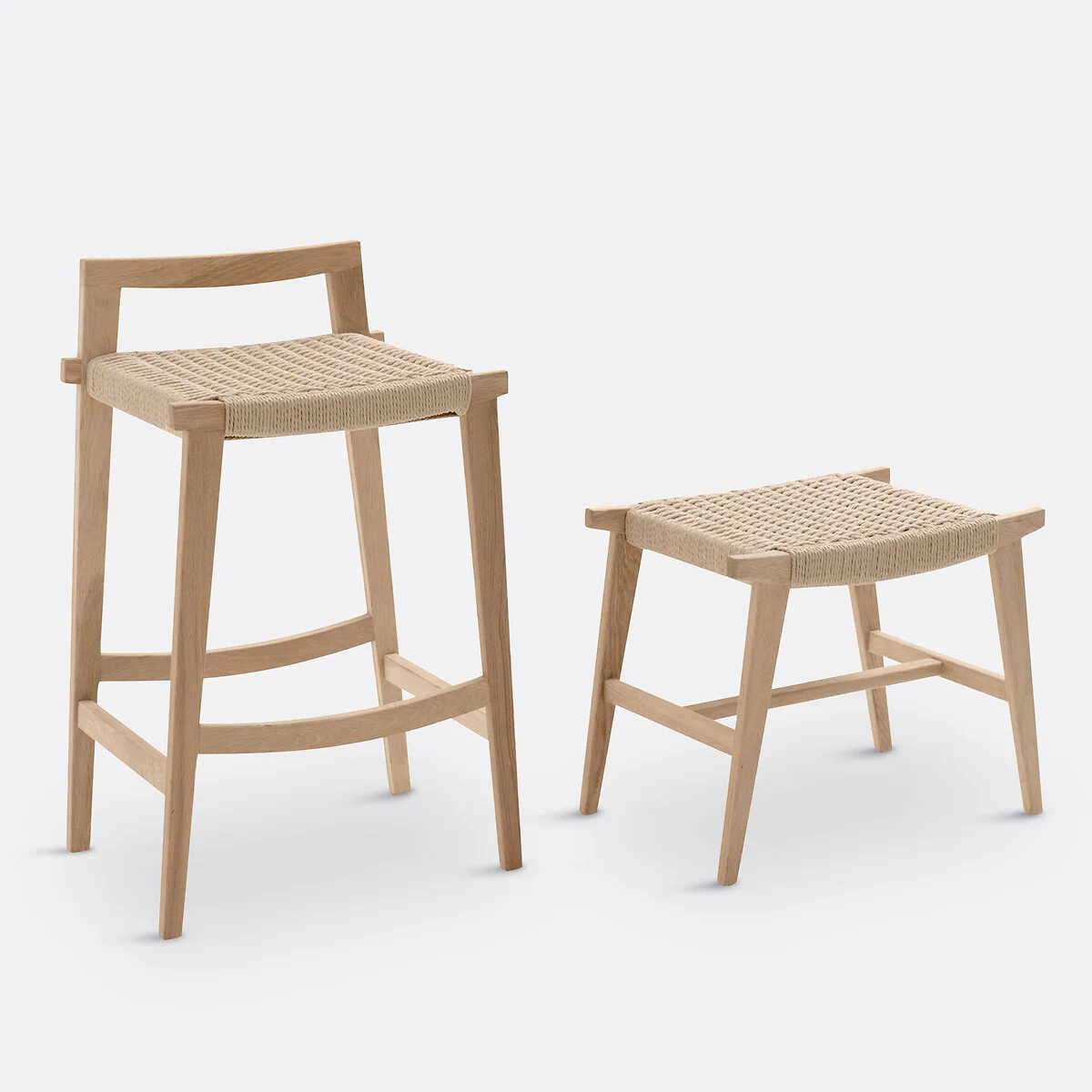 Kioto Oak & Woven Braided Stool – image 5