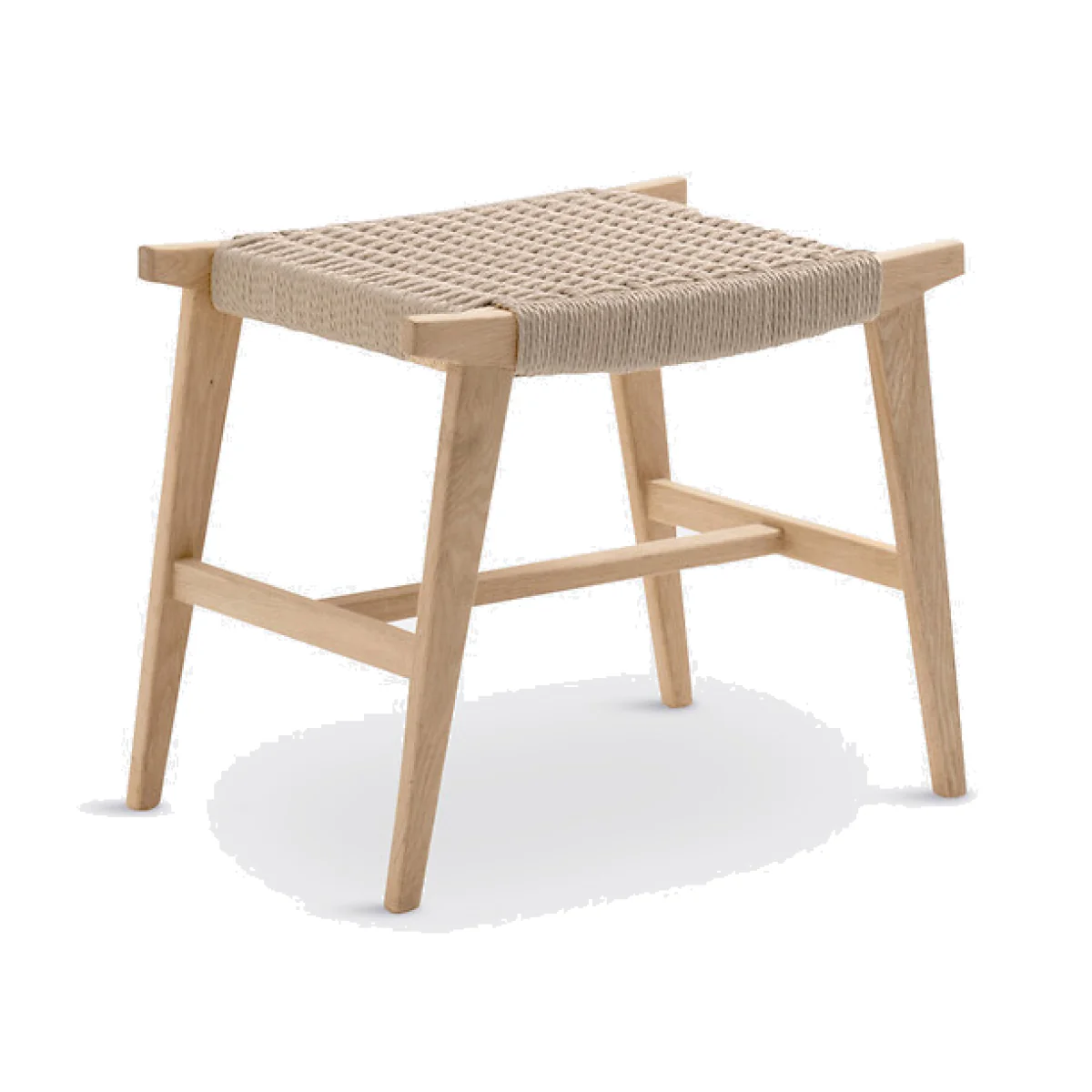 Kioto Oak & Woven Braided Stool – image 1