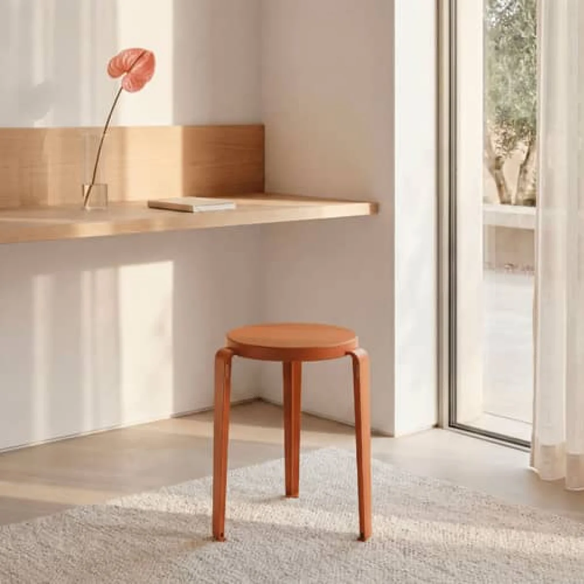 Lou Chroma Stackable stool wood red / Eco-certified Wood - TIPTOE – image 6