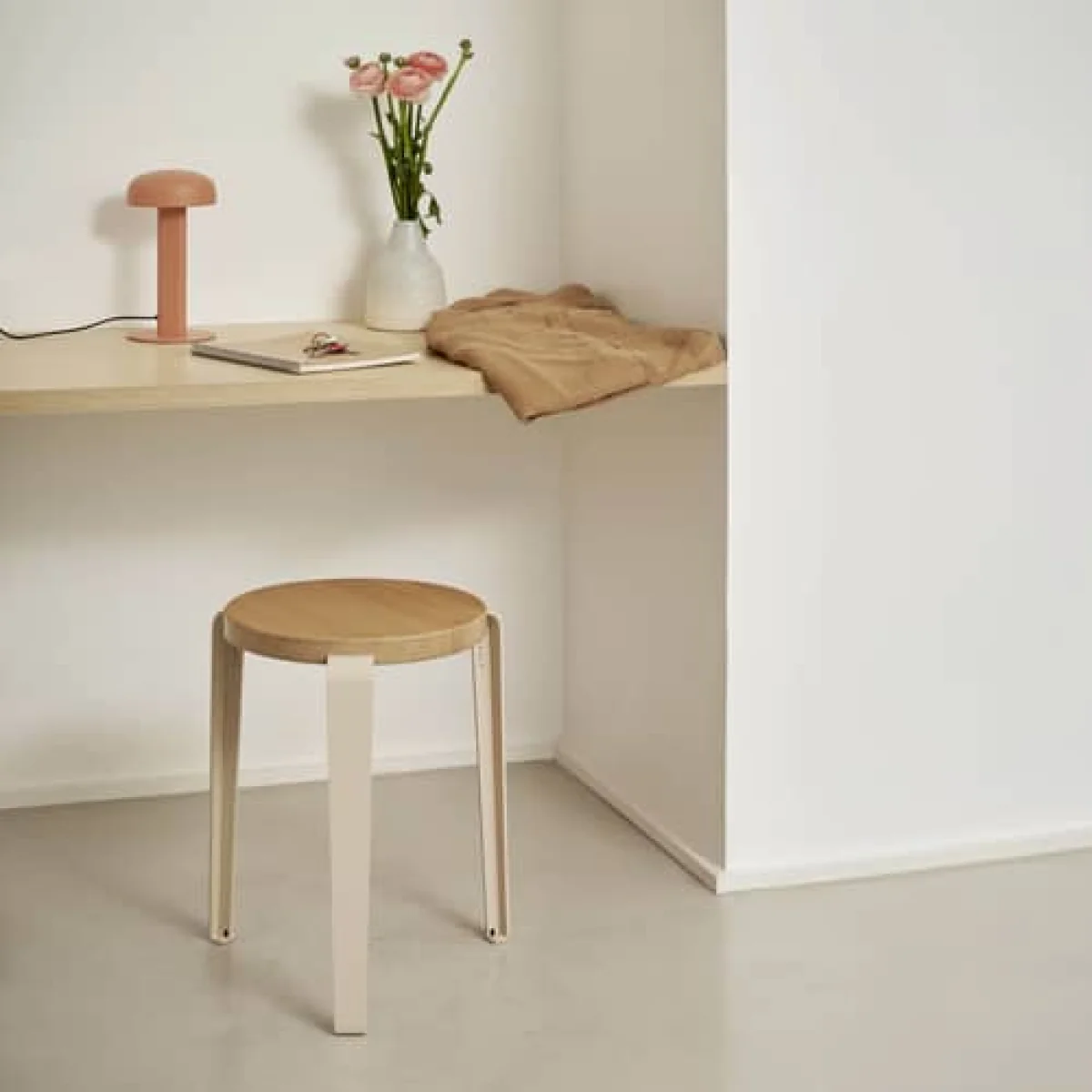 Lou by Heju Stackable stool metal beige / H 45 cm - Eco-certified Oak - TIPTOE – image 3