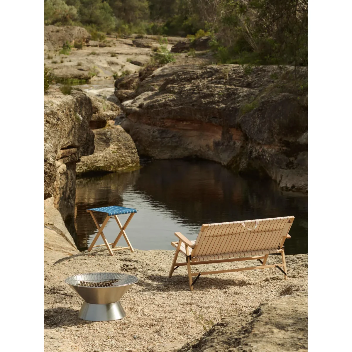 HAY Outdoor Market folding stool Blue-beige – image 6