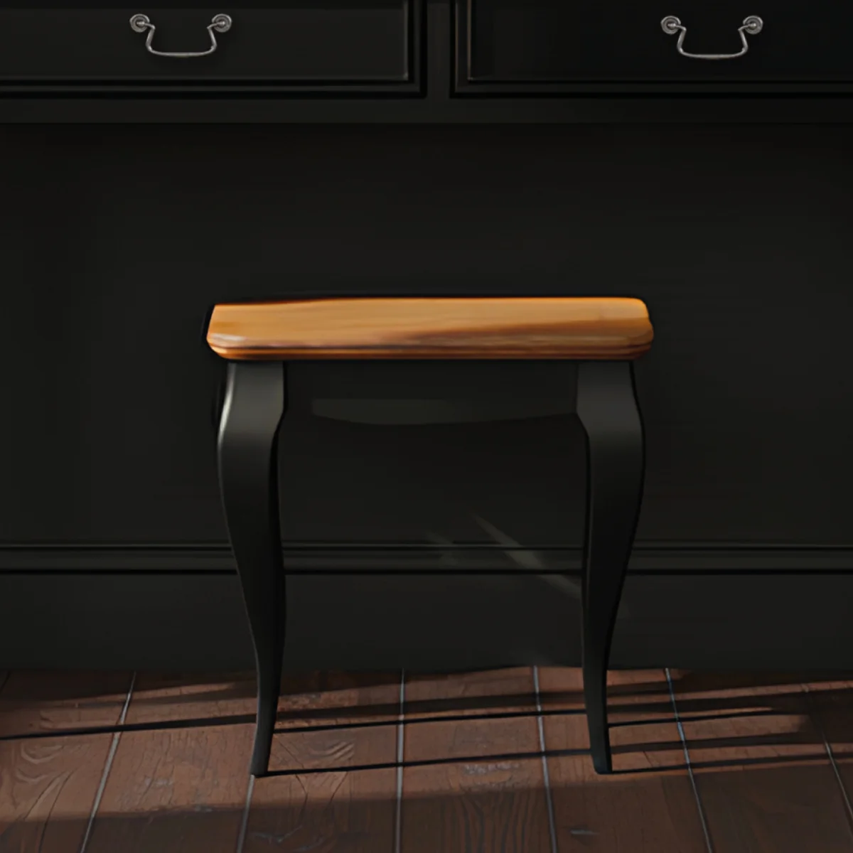 Chateau Noir Oak and Black Painted Dressing Table Stool – image 3