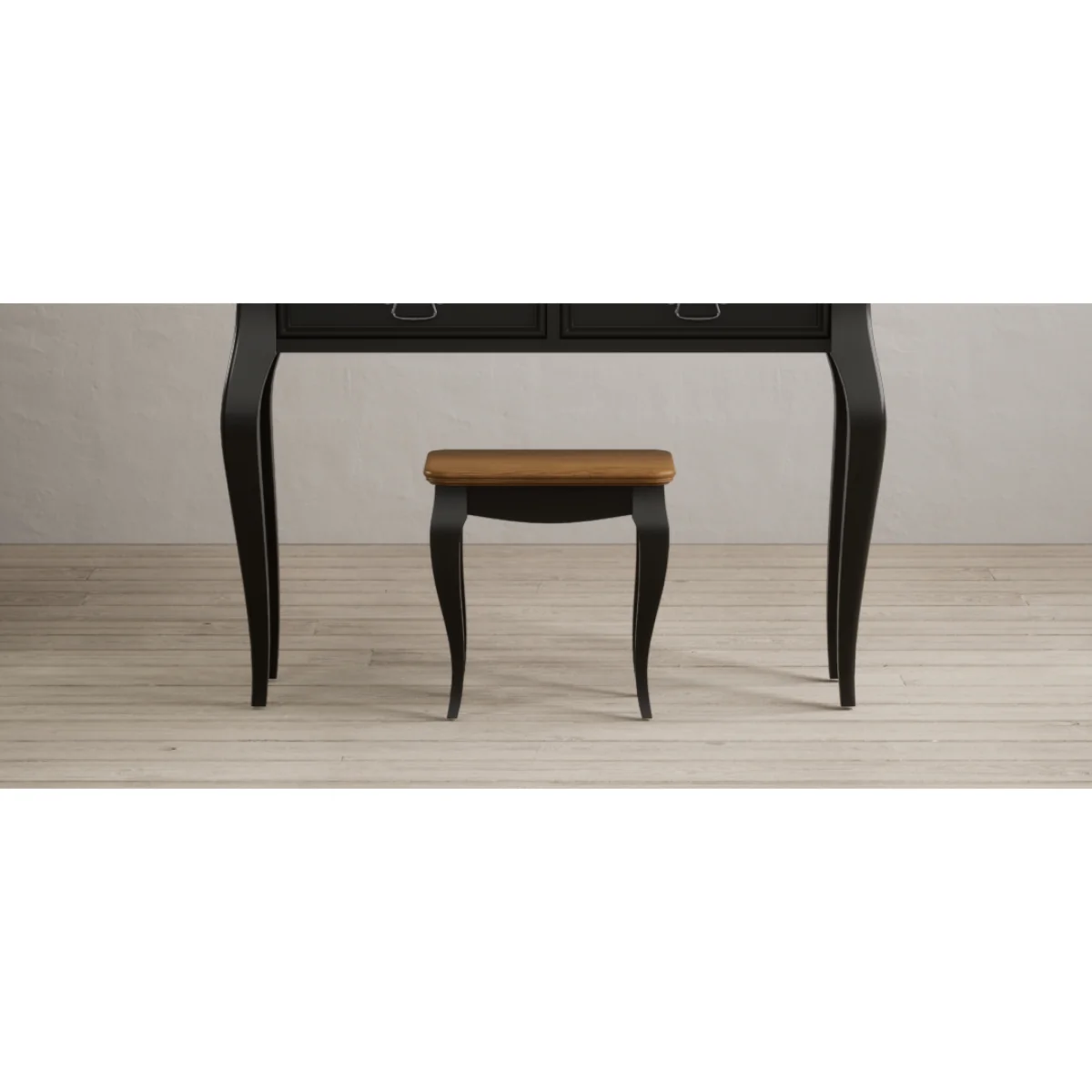 Chateau Noir Oak and Black Painted Dressing Table Stool – image 8