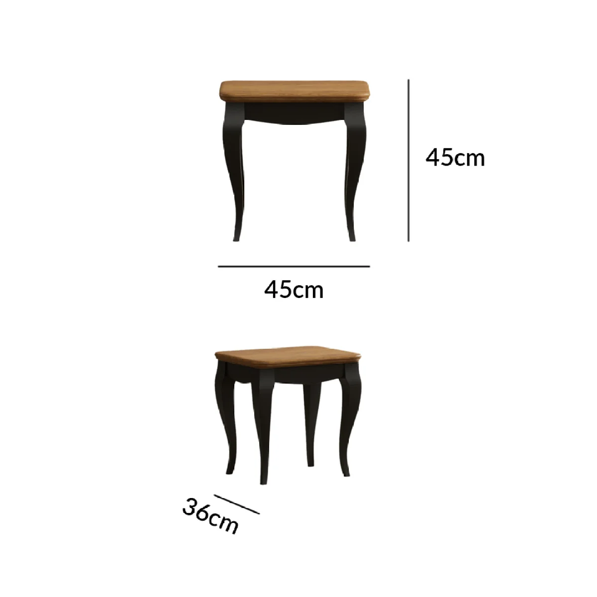Chateau Noir Oak and Black Painted Dressing Table Stool – image 9