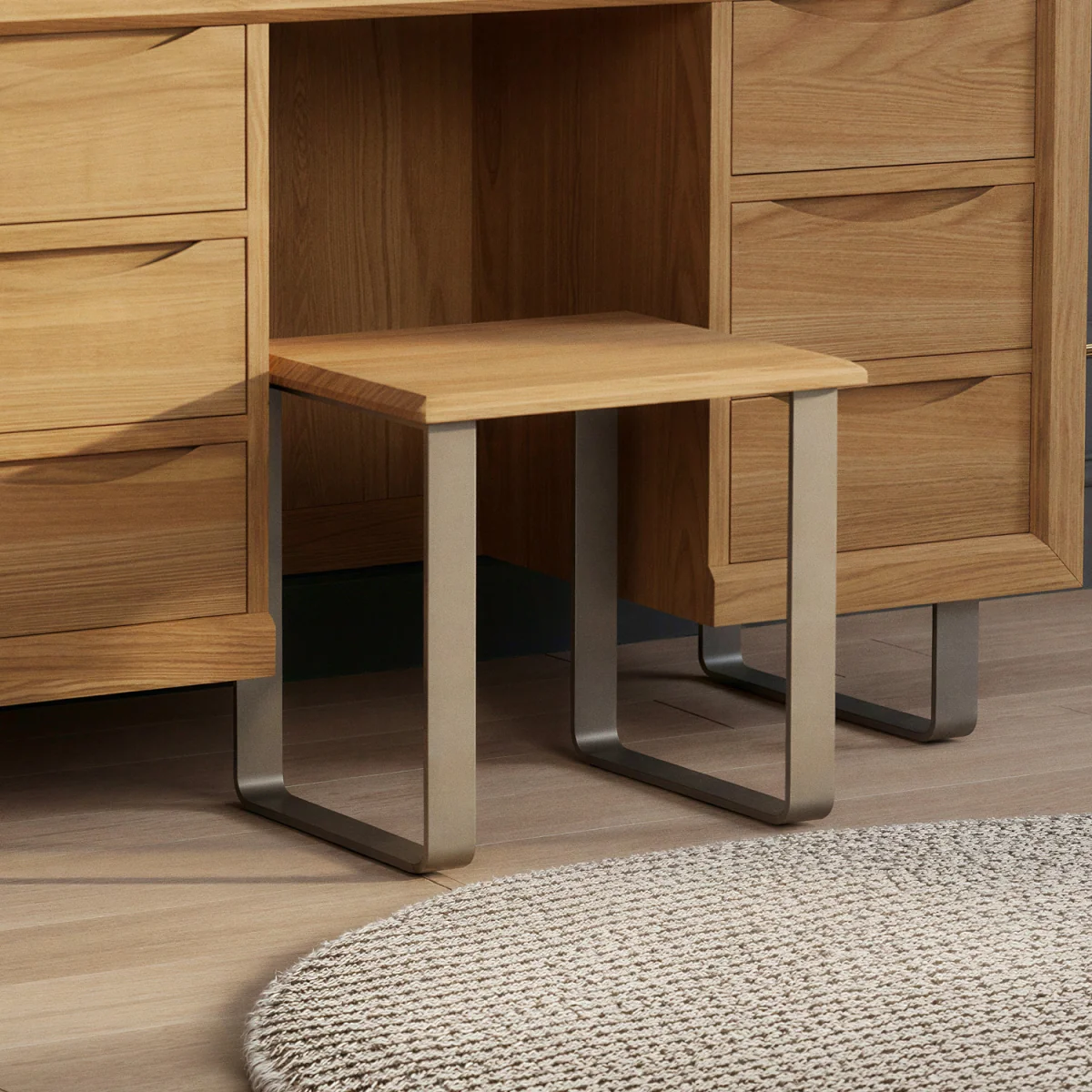 Parker Solid Oak Dressing Table Stool – image 1