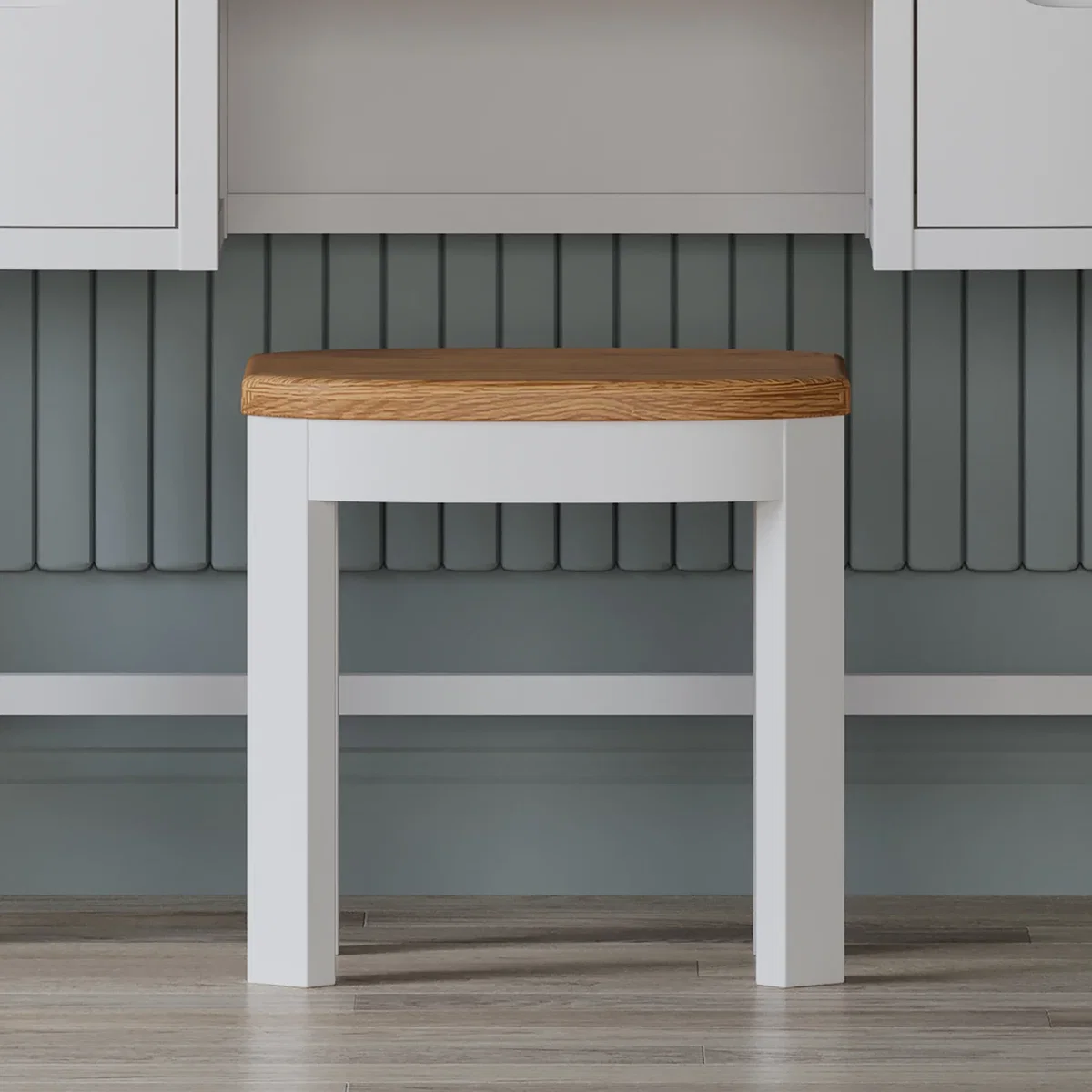 Bradwell Oak and Signal White Painted Dressing Stool – image 1