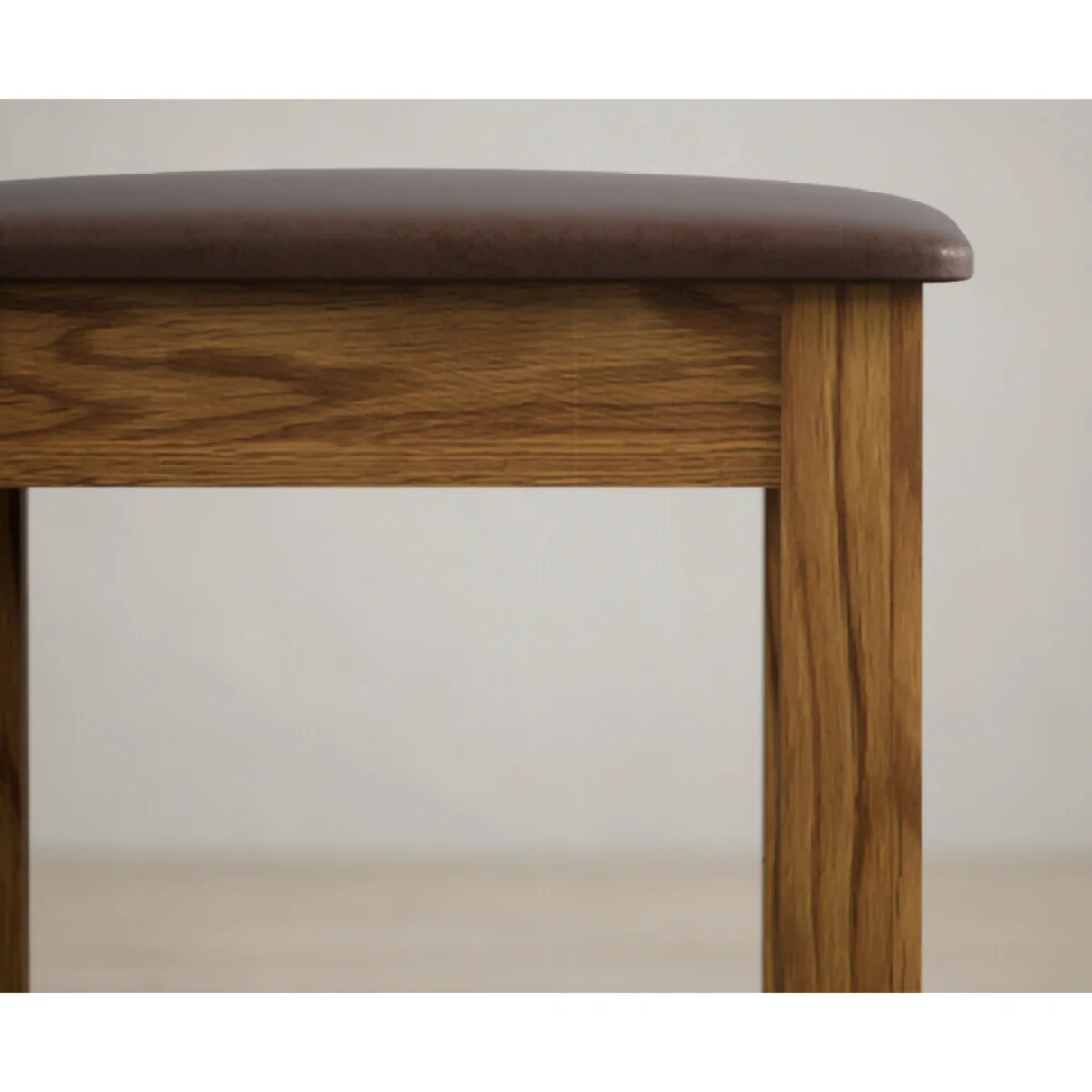 Harrogate Rustic Solid Oak And Leather Dressing Table Stool – image 6