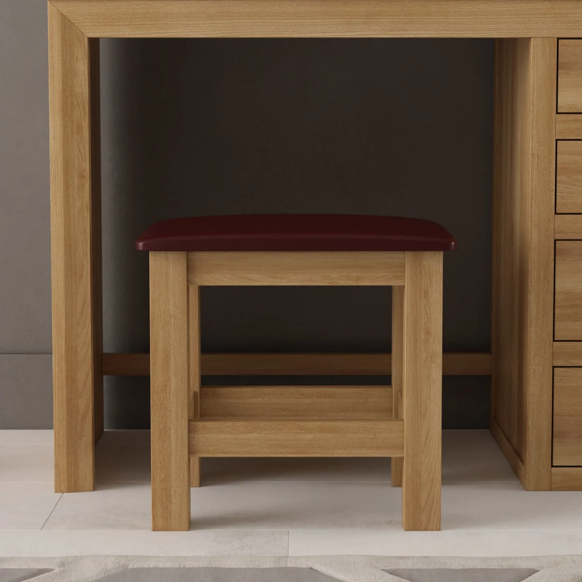 Mitre Solid Oak Dressing Table Stool – image 2