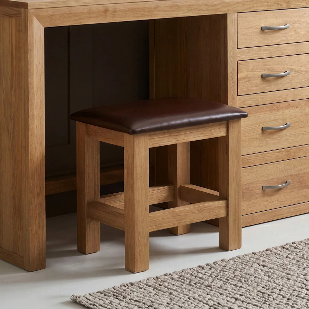 Mitre Solid Oak Dressing Table Stool – image 3