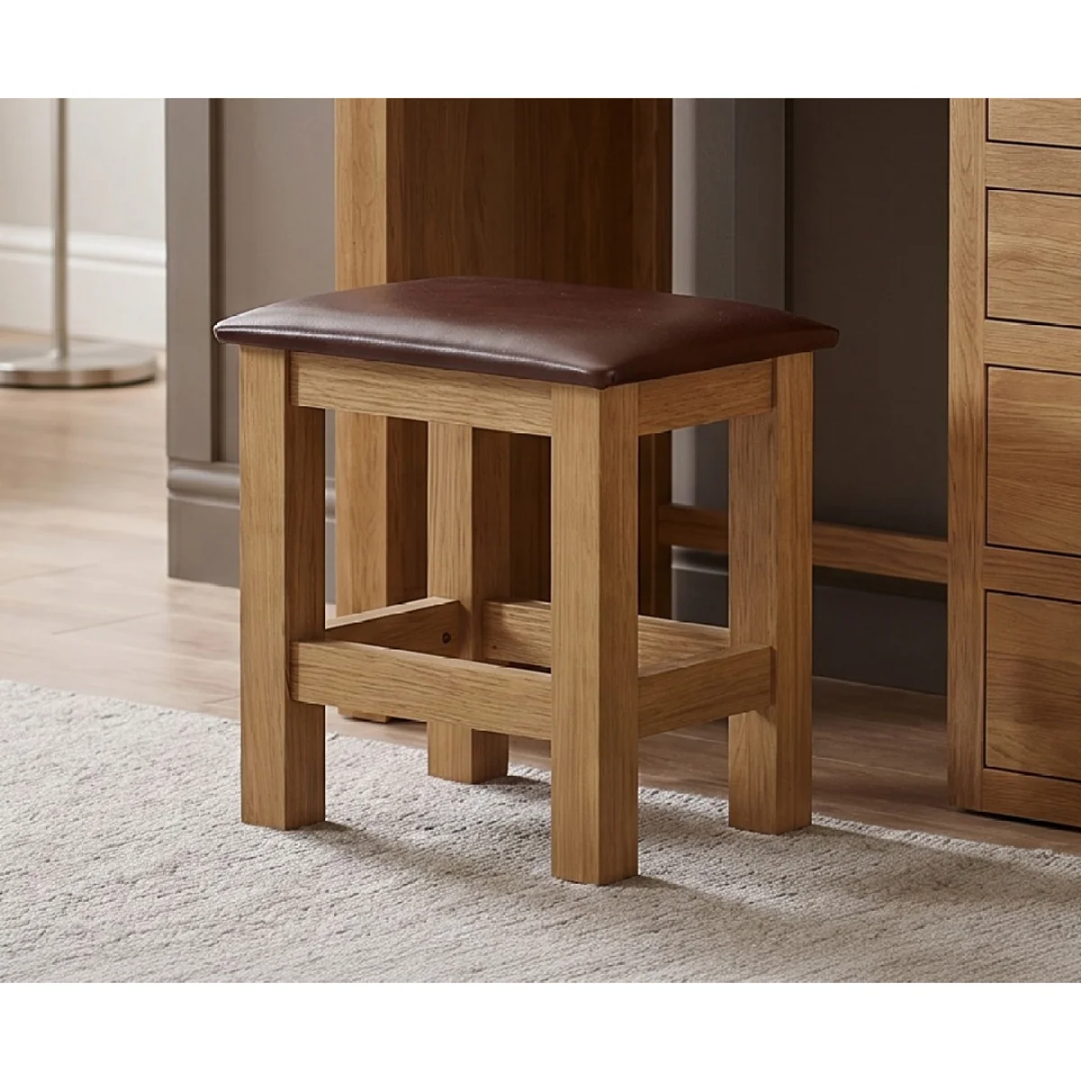 Mitre Solid Oak Dressing Table Stool – image 4