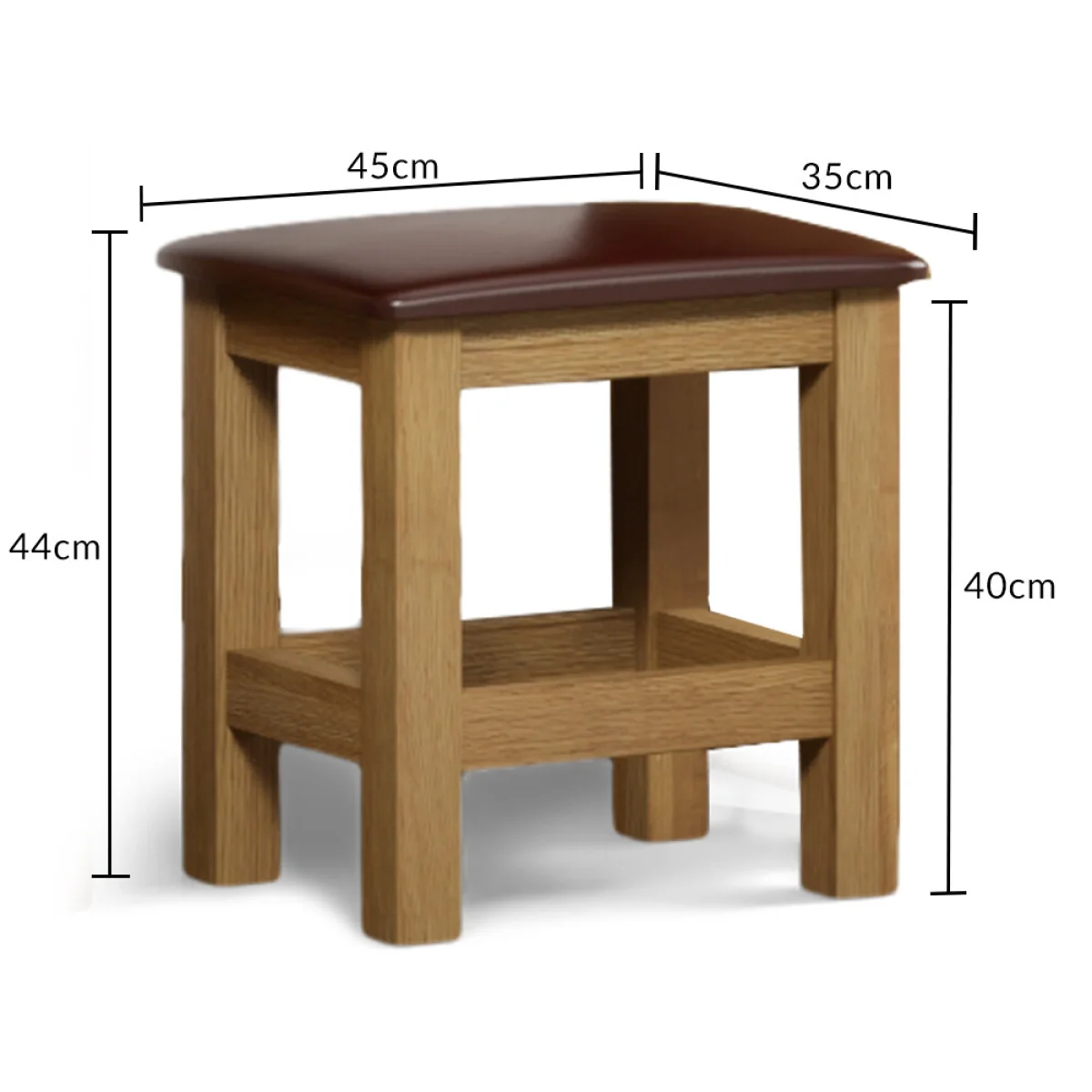 Mitre Solid Oak Dressing Table Stool – image 6