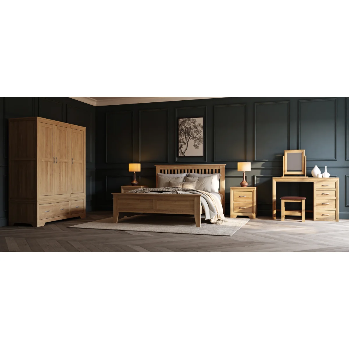 Mitre Solid Oak Dressing Table Stool – image 8