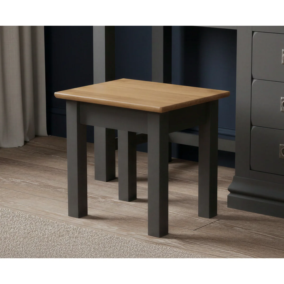 Charwood Oak and Charcoal Painted Dressing Table Stool – image 2